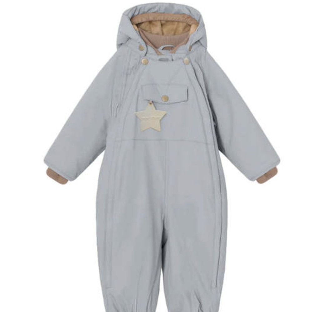 Mini A Ture Light Gray Snowsuit with Tan Trim 3T Zara Mango Gap
